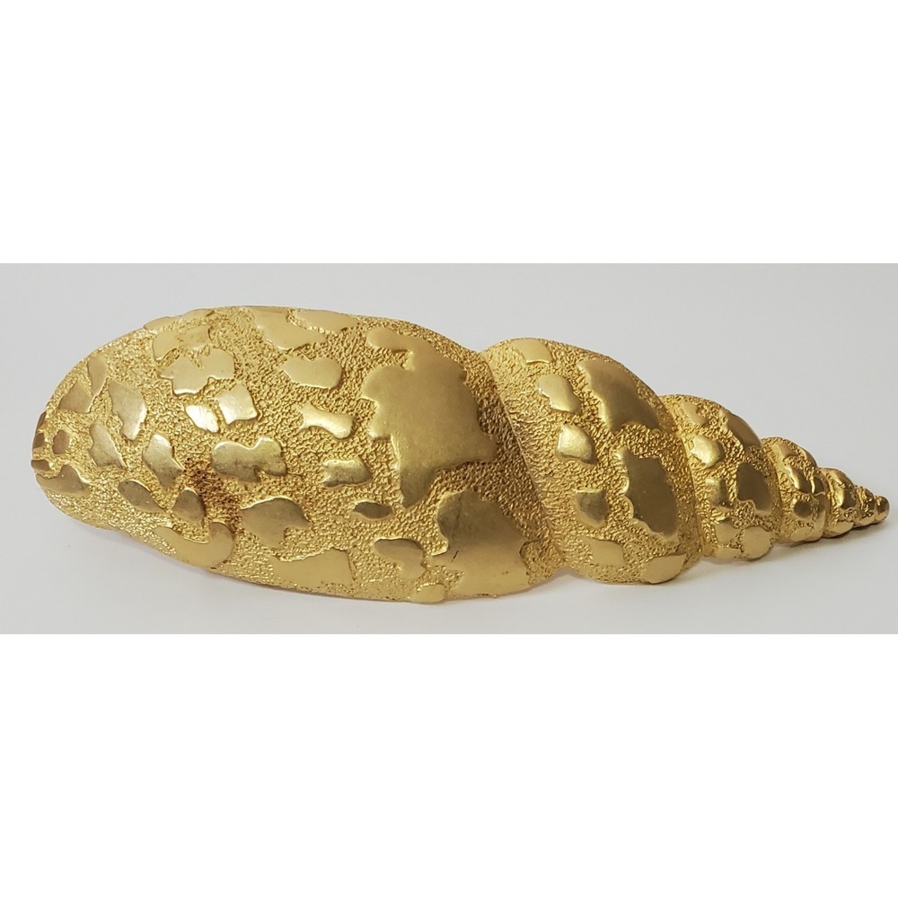 Vintage Accessocraft NYC Gold Tone Seashell Belt Buckle Hollywood Regency Beach